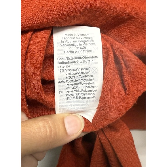 Madewell  Sz XS Faux Wrap Blouse‎ Top Shirt Long Sleeve Burnt Orange Fall Spice - Picture 7 of 7